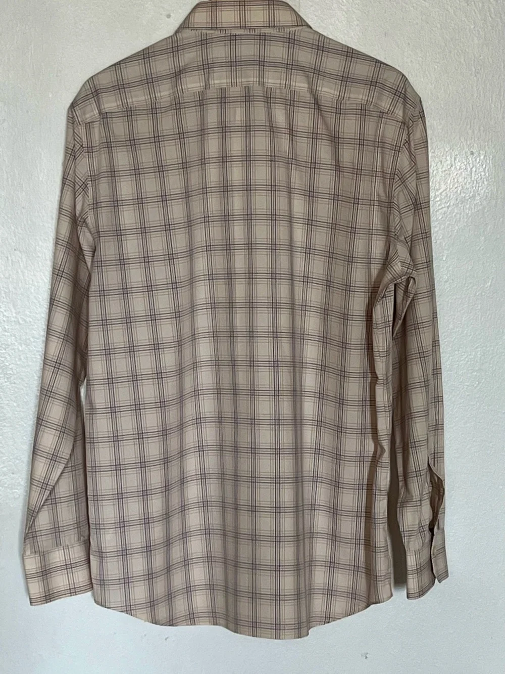 Banana Republic Men's cream and Blue Plaid Dress Shirt